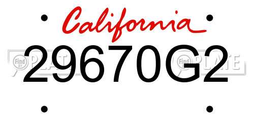 29670G2 California License Plate