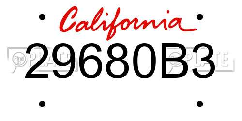 29680B3 California License Plate