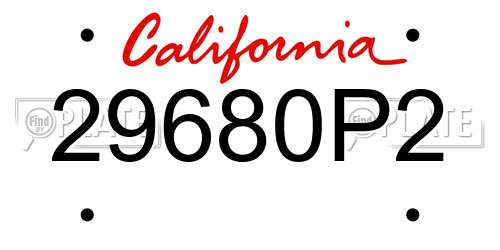 29680P2 California License Plate