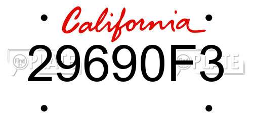 29690F3 California License Plate