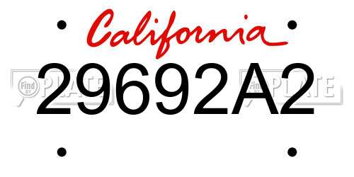 29692A2 California License Plate