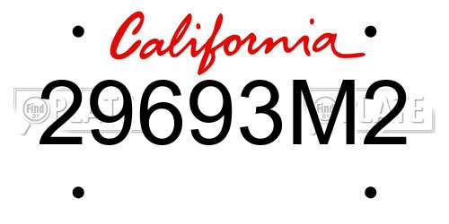 29693M2 California License Plate