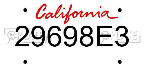 29698E3 California License Plate