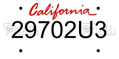29702U3 California License Plate