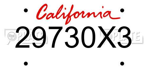 29730X3 California License Plate