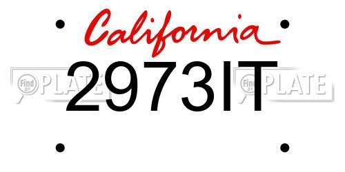 2973IT California License Plate