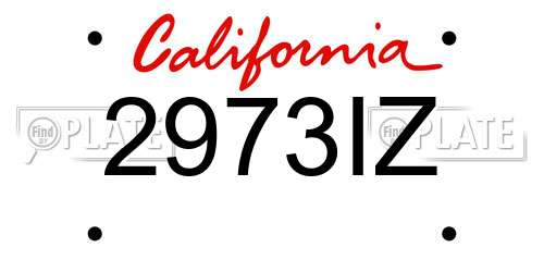 2973IZ California License Plate