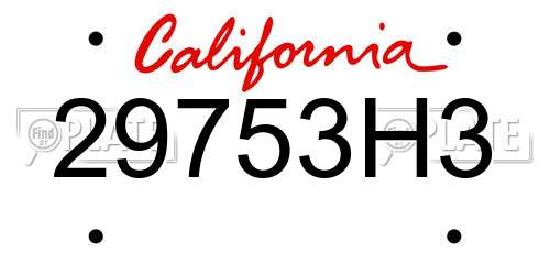 29753H3 California License Plate