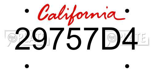 29757D4 California License Plate
