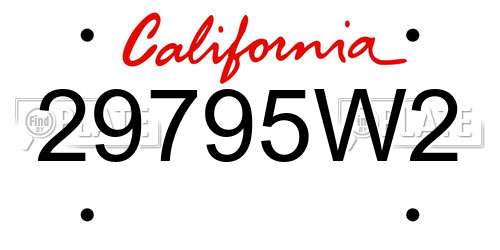 29795W2 California License Plate