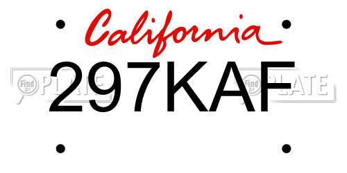 297KAF California License Plate