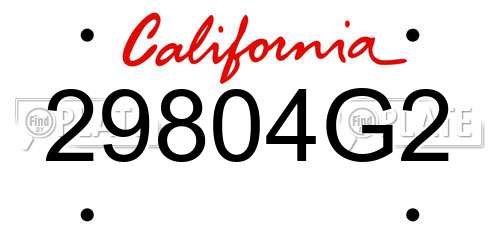 29804G2 California License Plate