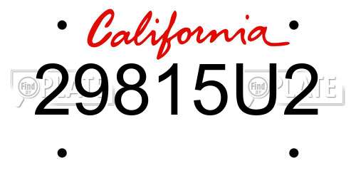 29815U2 California License Plate