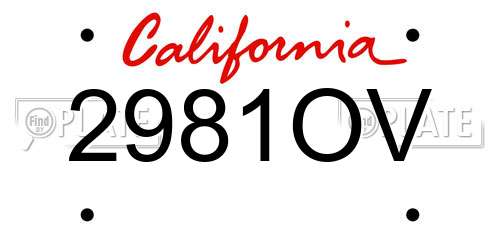 2981OV California License Plate