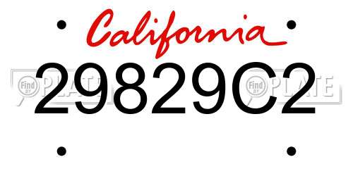 29829C2 California License Plate
