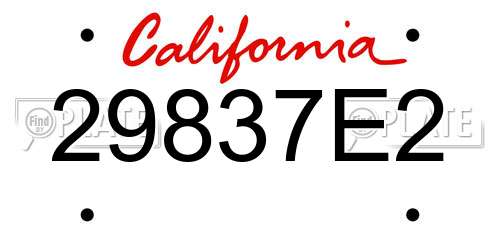 29837E2 California License Plate