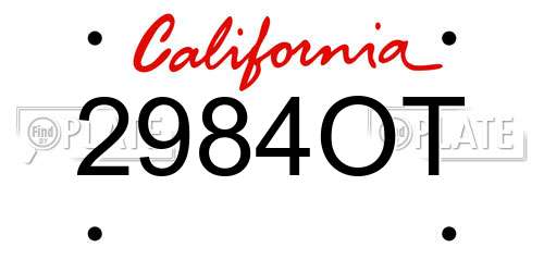 2984OT California License Plate