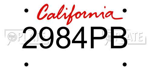 2984PB California License Plate
