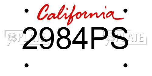 2984PS California License Plate