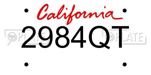 2984QT California License Plate