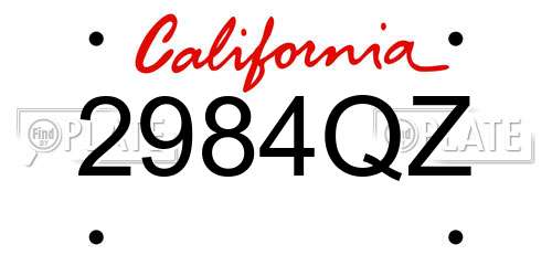2984QZ California License Plate