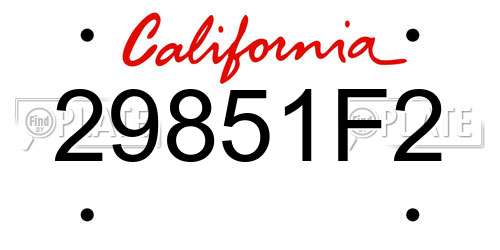 29851F2 California License Plate