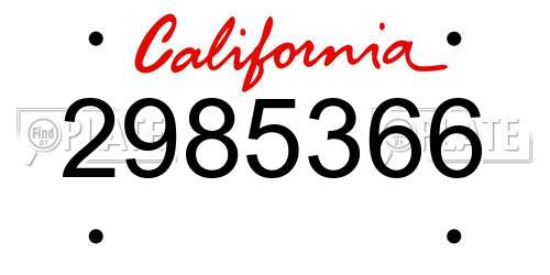 2985366 California License Plate
