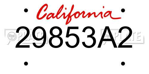 29853A2 California License Plate