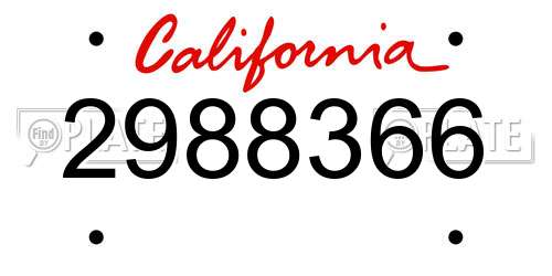 2988366 California License Plate