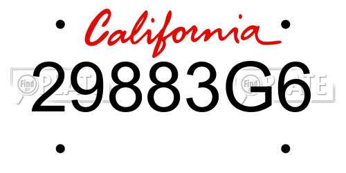 29883G6 California License Plate