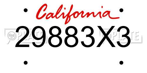 29883X3 California License Plate