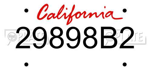 29898B2 California License Plate