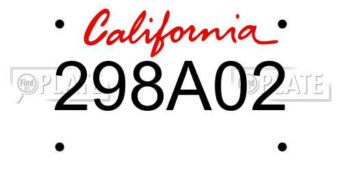 298A02 California License Plate