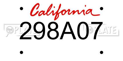 298A07 California License Plate