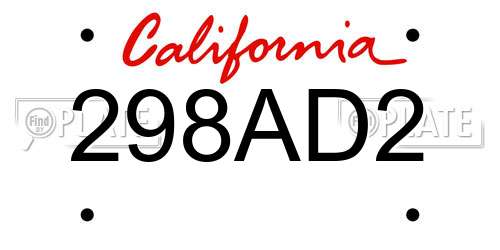 298AD2 California License Plate