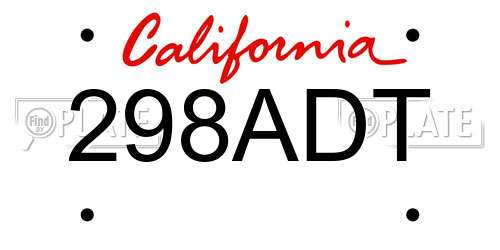 298ADT California License Plate