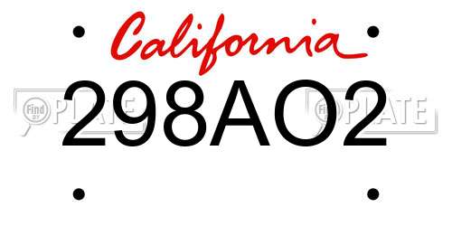 298AO2 California License Plate