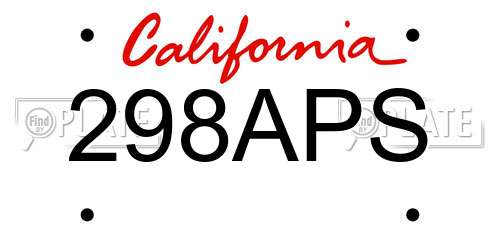 298APS California License Plate