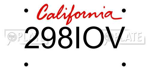 298IOV California License Plate