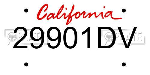 29901DV California License Plate