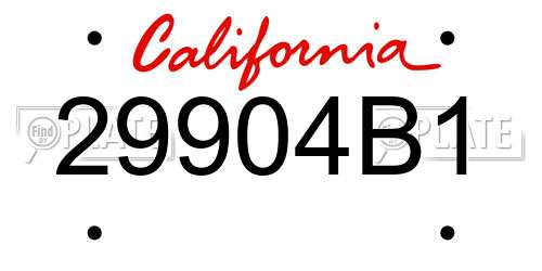 29904B1 California License Plate