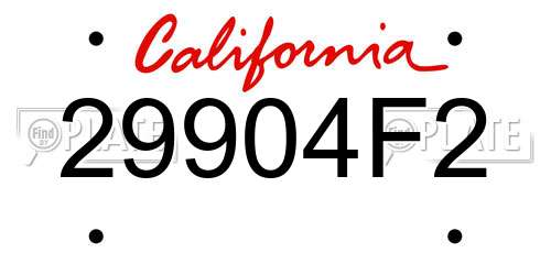 29904F2 California License Plate