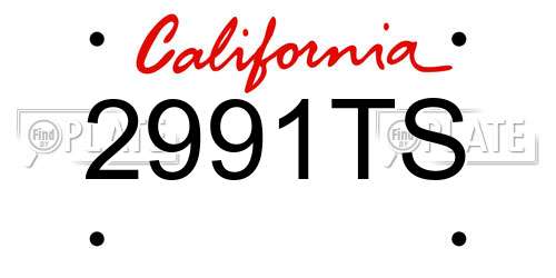 2991TS California License Plate