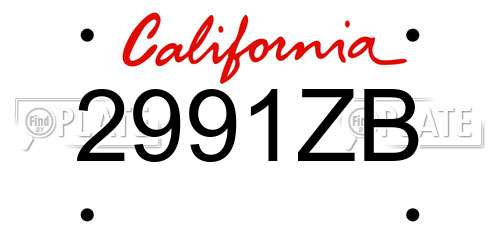 2991ZB California License Plate
