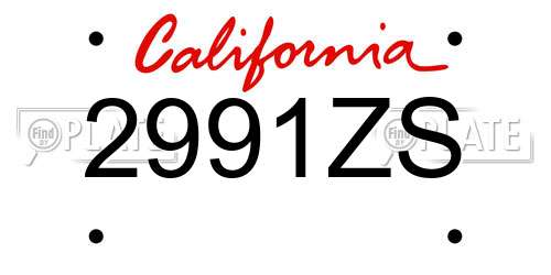 2991ZS California License Plate