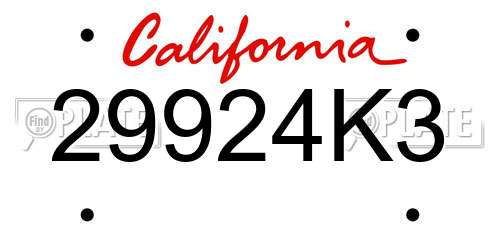 29924K3 California License Plate