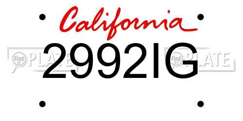 2992IG California License Plate