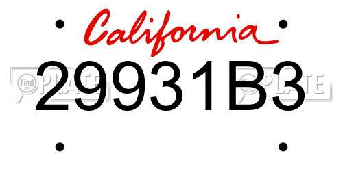 29931B3 California License Plate
