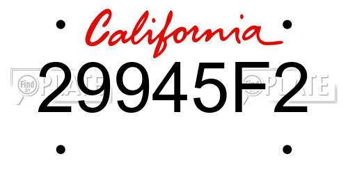 29945F2 California License Plate