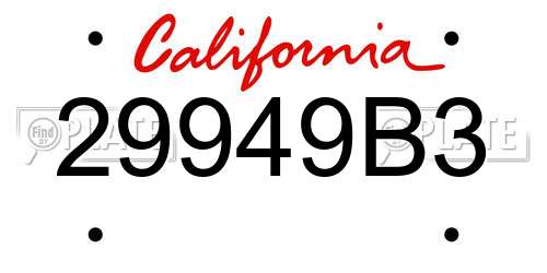 29949B3 California License Plate